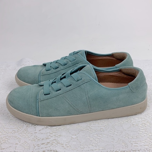Vionic leather Suede Sneakers Size 8.5 Teal aqua blue green cushioned EUC - Picture 4 of 13